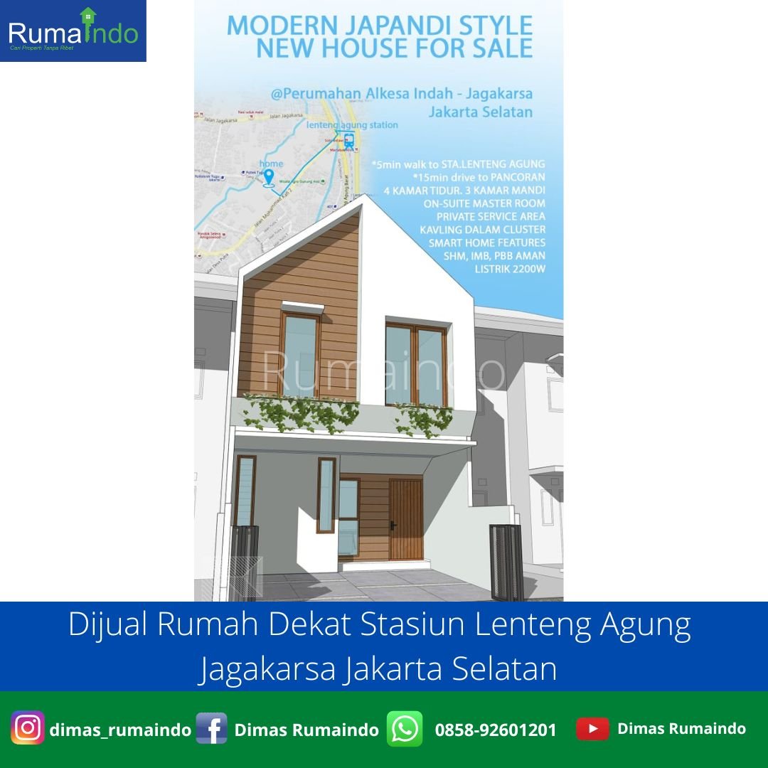 Dijual Rumah Dekat Stasiun Lenteng Agung Jagakarsa Jakarta Selatan