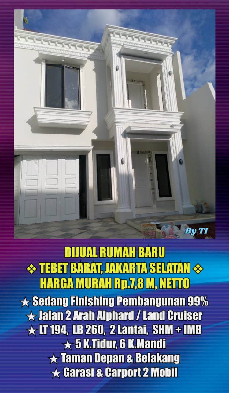 Dijual Murah Rumah Baru di Komplek di Tebet Barat Jakarta Selatan - 1