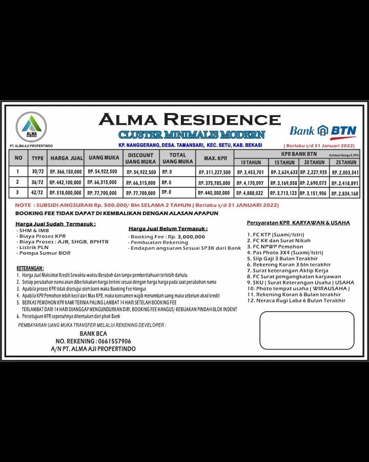 CLUSTER MINIMALIS MODERN ALMA RESIDENCE TANPA DP - 9