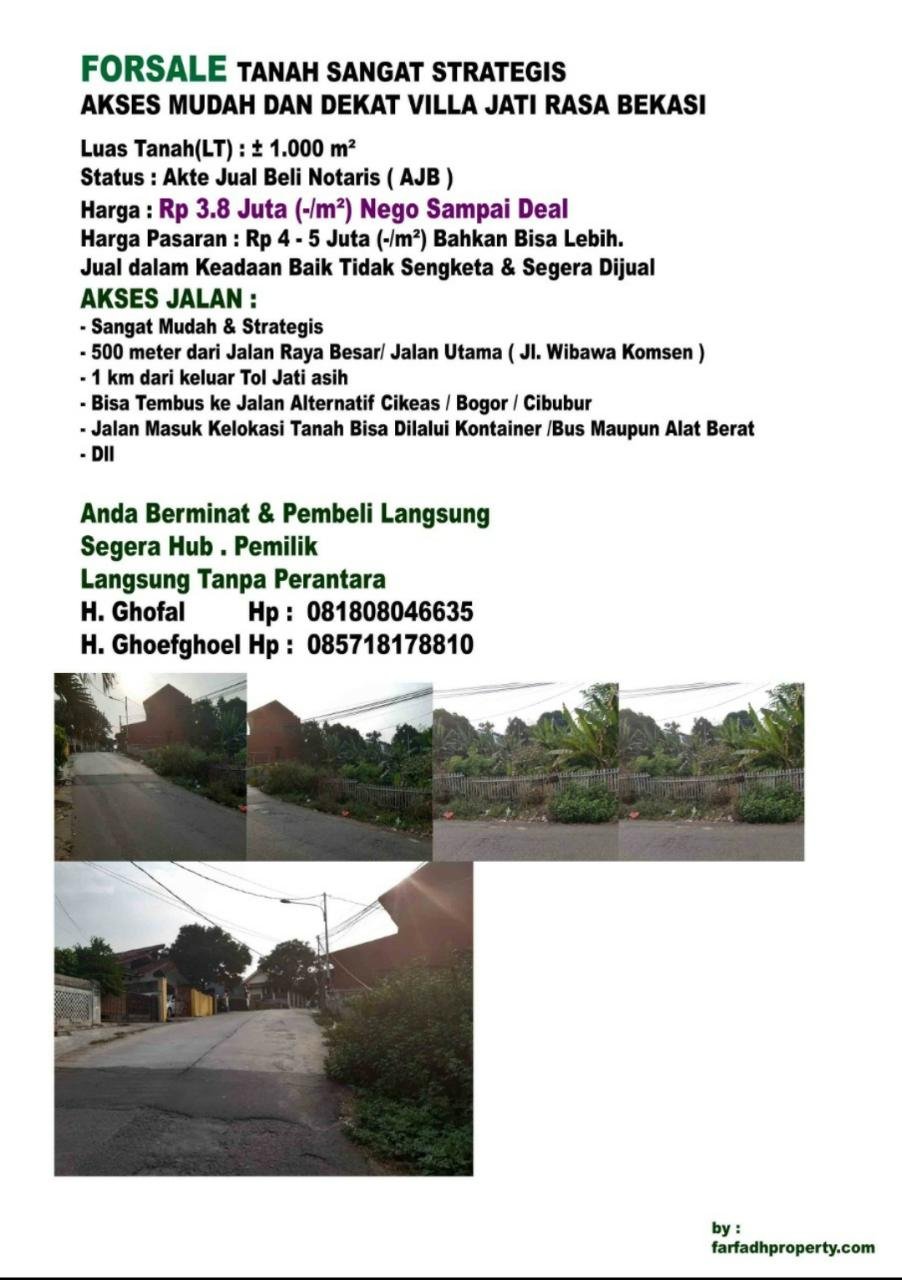 FOR SALE Tanah Sangat Strategis Akses Mudah Dan Dekat Villa Jati Rasa Bekasi - 2