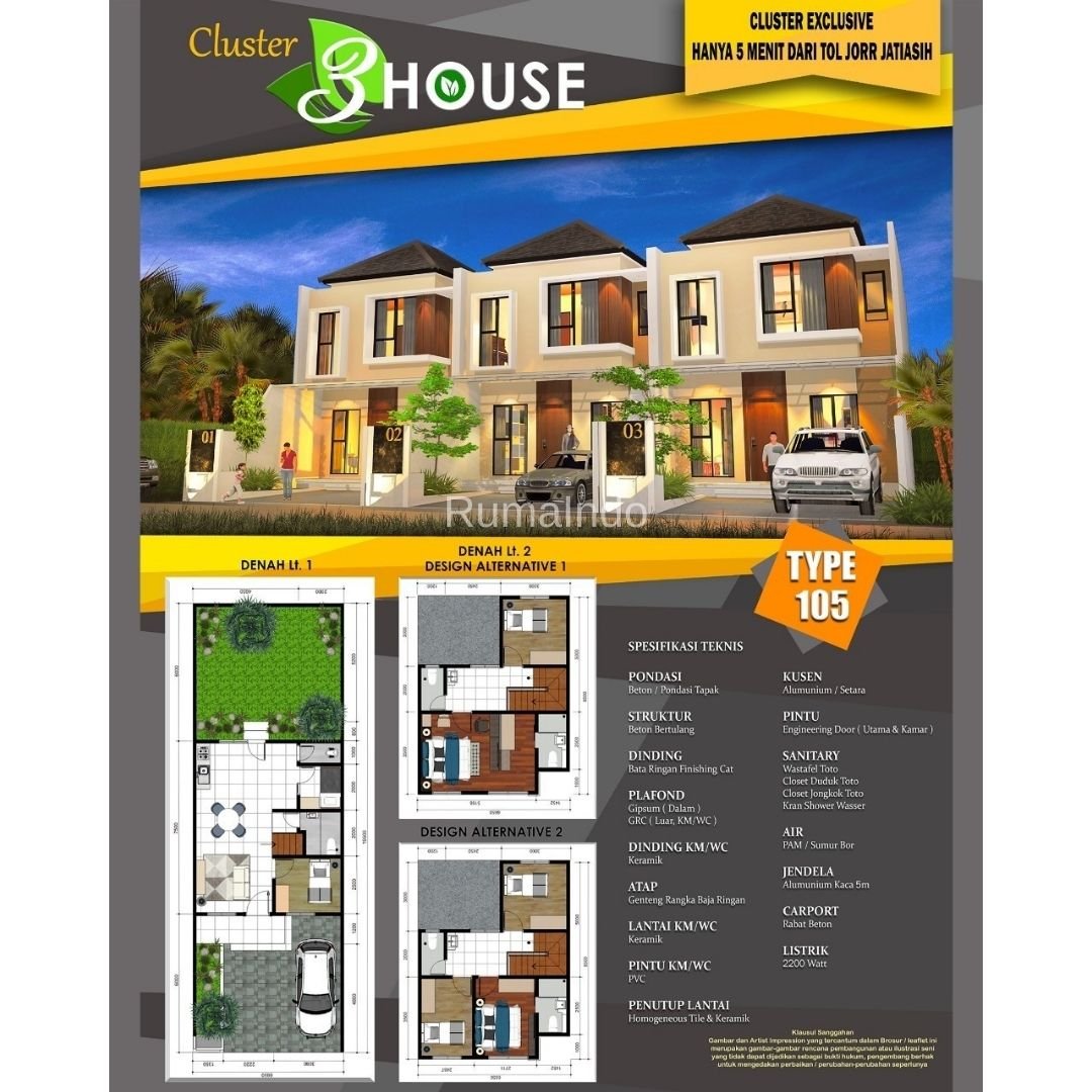 Dijual Murah Rumah Cluster 3 House Jatiasih Bekasi - 2