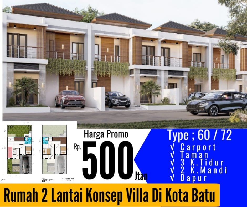 Rumah Hunian minimalis murah 2 Lantai 375 JUTA di Kota BATU dekat  Jatim Park 3. - 9