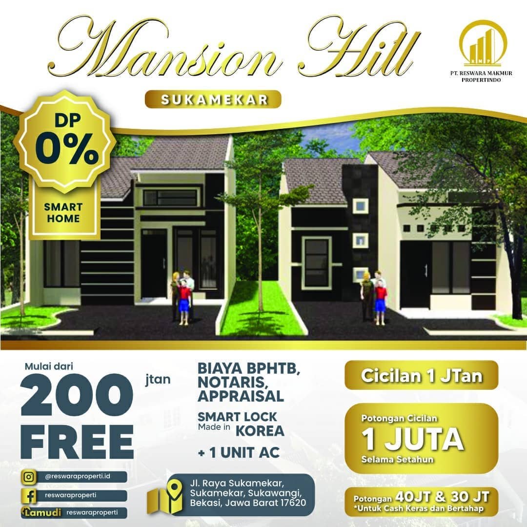 Rumah Murah Cicilan Cuma 1 Juta-an Mansion Hill Bekasi - 1