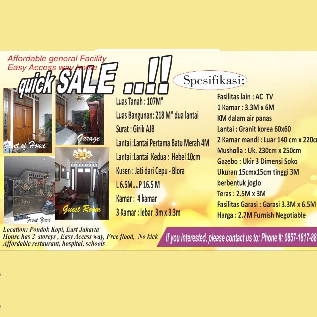 BU!! Rumah dijual cepat Beserta isinya Daerah Pondok Kopi,Jakarta Timur - 6