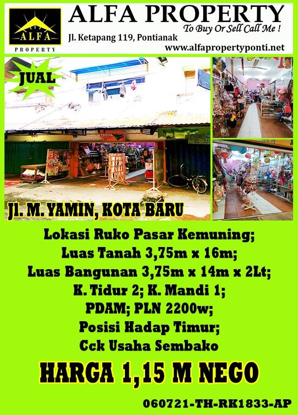 Ruko M. Yamin, Kota Baru, Pontianak, Kalimantan Barat - 1