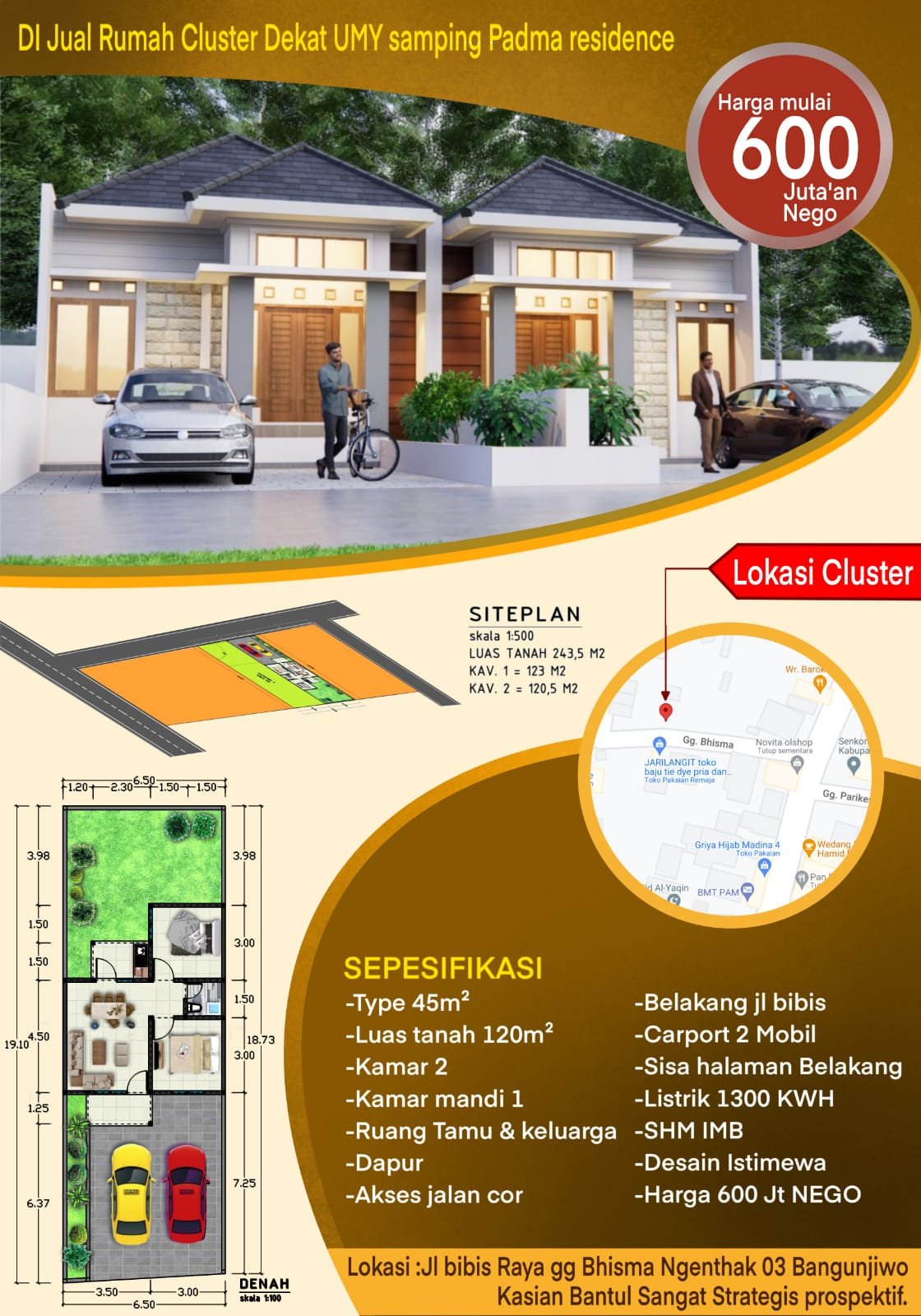 Dijual Rumah Cluster di Yogyakarta Dekat UMY, UNJANI Yogyakarta, Kampus AMA Yogyakarta, Lapangan Kasihan Bantul - 4