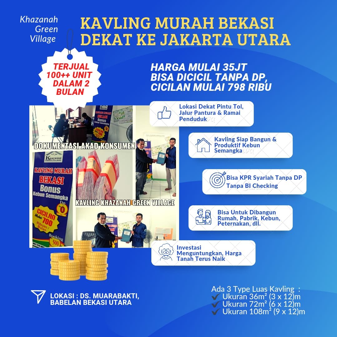 Investasi Tanah Kavling Murah Bekasi Cicilan Mulai dari 700 ribu-an - 2