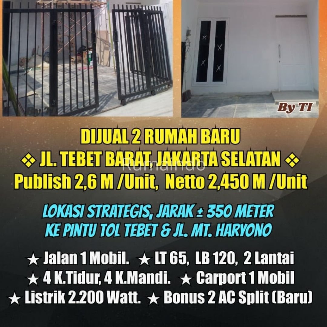 Dijual Murah Rumah Baru di Jln Tebet Barat Jakarta Selatan - 2