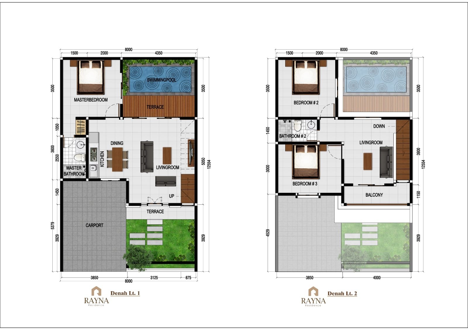 Rumah minimalis modern di Kerobokan Badung Bali Rayna Residence - 3