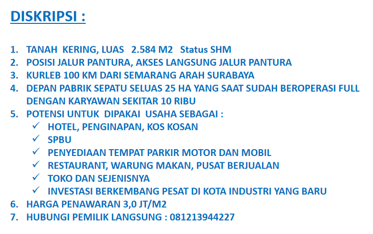 JUAL TANAH  SHM DEPAN PABRIK SEPATU ADIDAS JUWANA - PATI JAWA TENGAH SANGAT PROSPEK UNTUK BISNIS KARENA LANGSUNG MENGUNTUNGKAN - 12