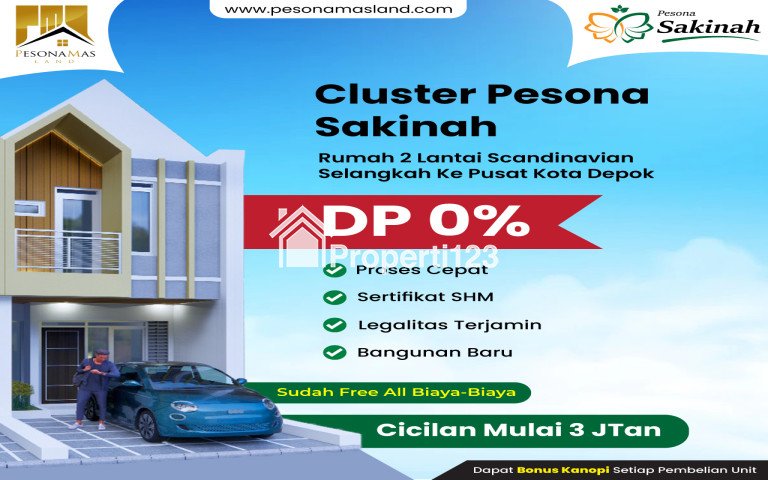 RUMAH 2 LANTAI CICILAN 3 JUTA DEKAT STASIUN DEPOK - 1