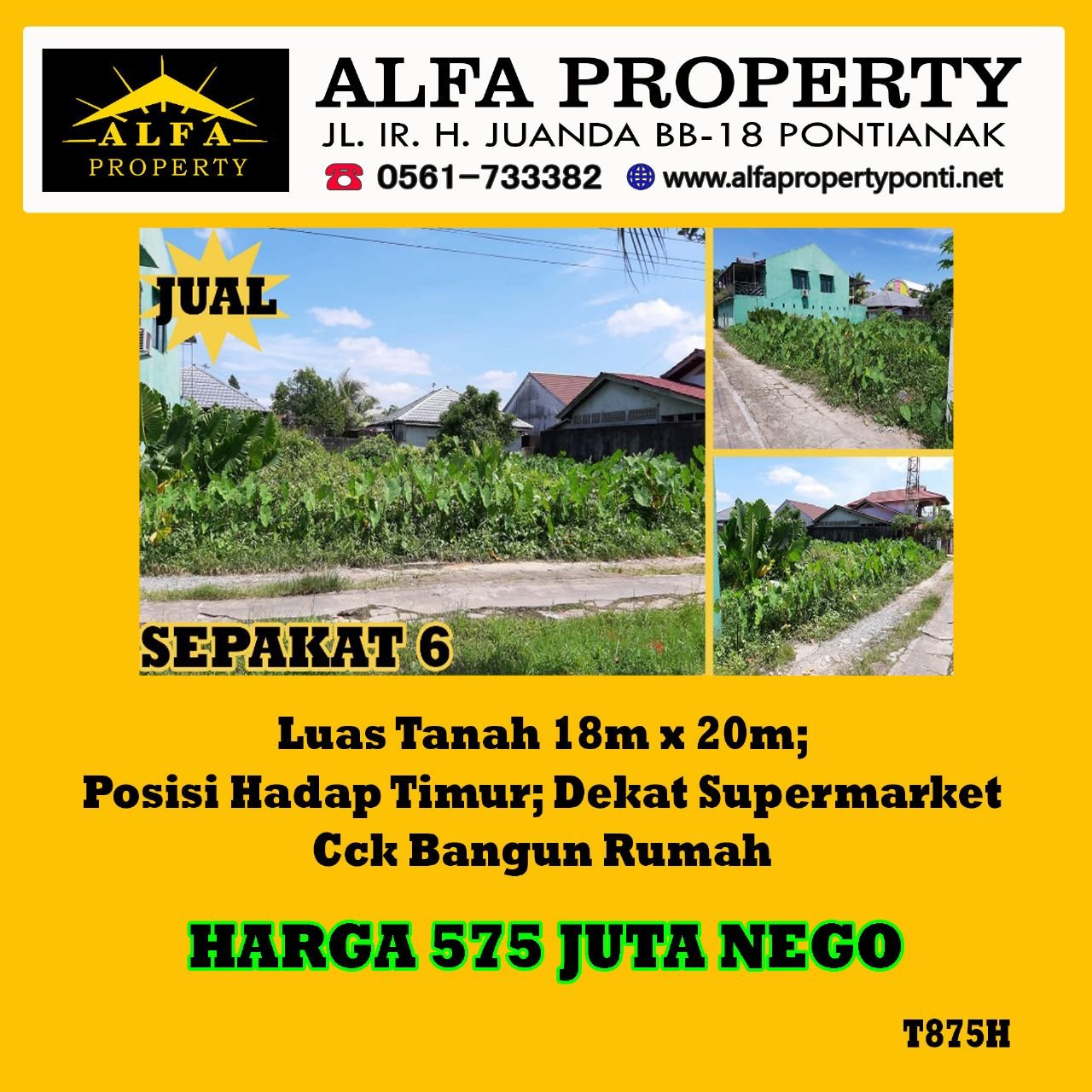 Dijual Tanah Sepakat 6 Kota Pontianak - 1
