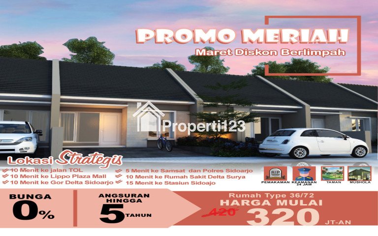 PROMO BESAR, WA 0819-3997-3583, Rumah Type 36 di Pusat Sidoarjo Promo 300 Jutaan, Grand Oriental 2 - 1