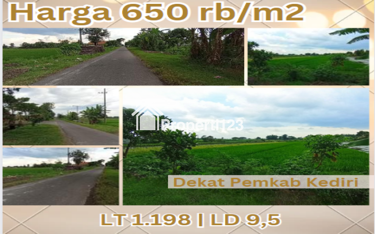 Tanah Dijual Luas Tanah 1198 m² Dekat dengan SLG Kediri, 650rb/m2 - 1