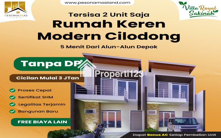 CLUSTER VILLA ROYAL SAKINAH RUMAH 2 LANTAI DEKAT STASIUN DEPOK TANPA DP - 1