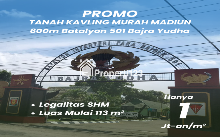 Promo Kavling Murah, Sertifikat SHM, 5 Menit Alun-alun Kota Madiun, Cuma 1 Jt-an/m2 - 1