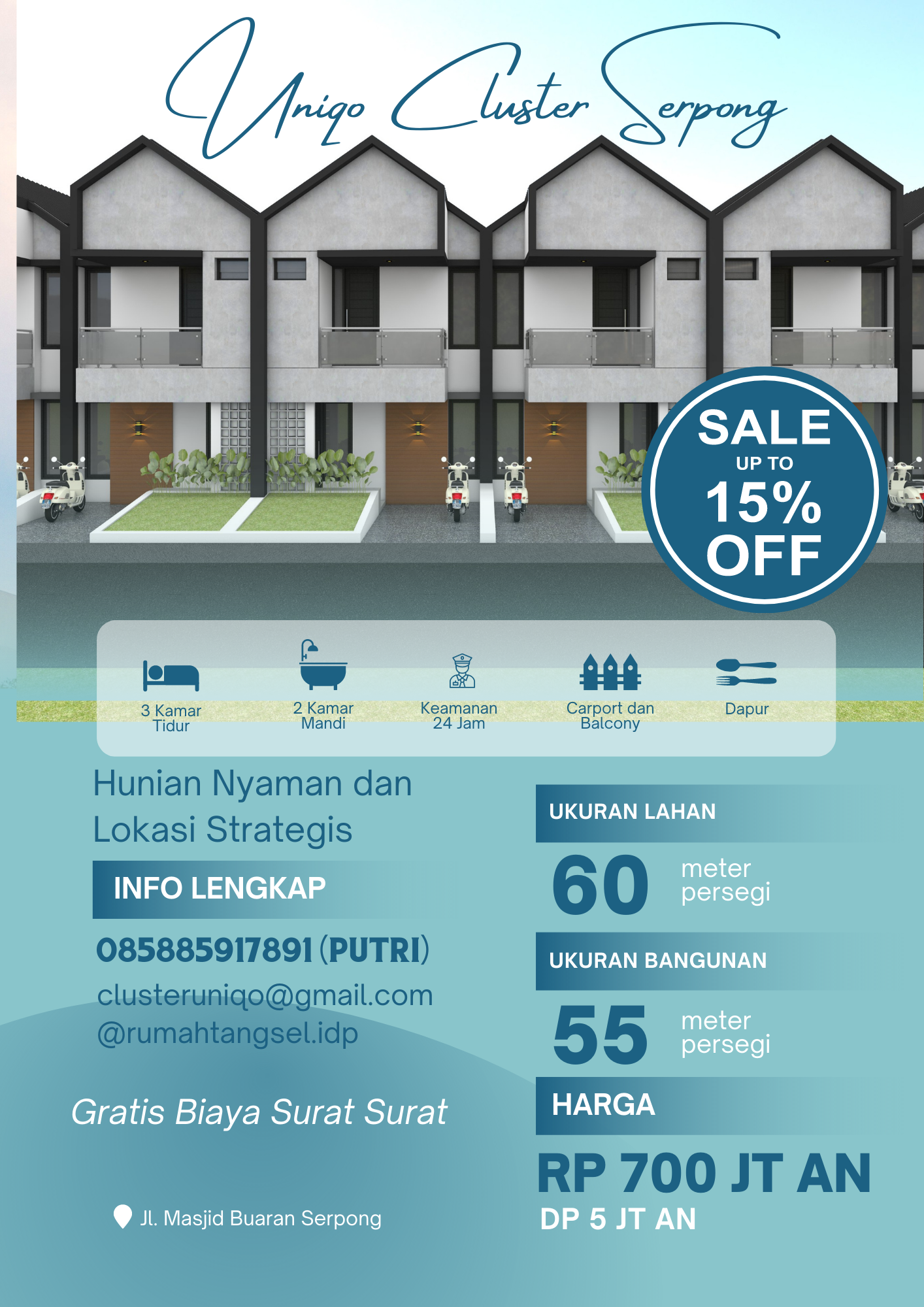 Rumah SemiFurnish Free Biaya biaya surat, Uniqo Cluster Serpong - 4