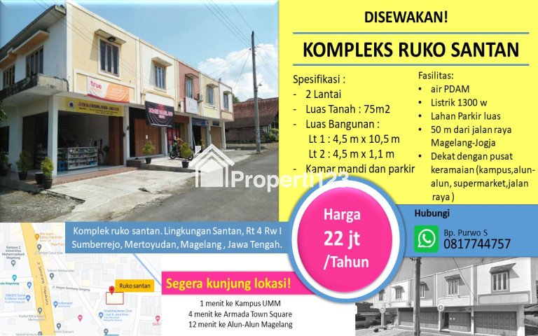 DISEWAKAN KOMPLEK RUKO DENGAN BANGUNAN BESAR DAN LOKASI STRATEGIS YANG BERLOKASI DI SANTAN, MAGELANG, JAWA TENGAH - 5
