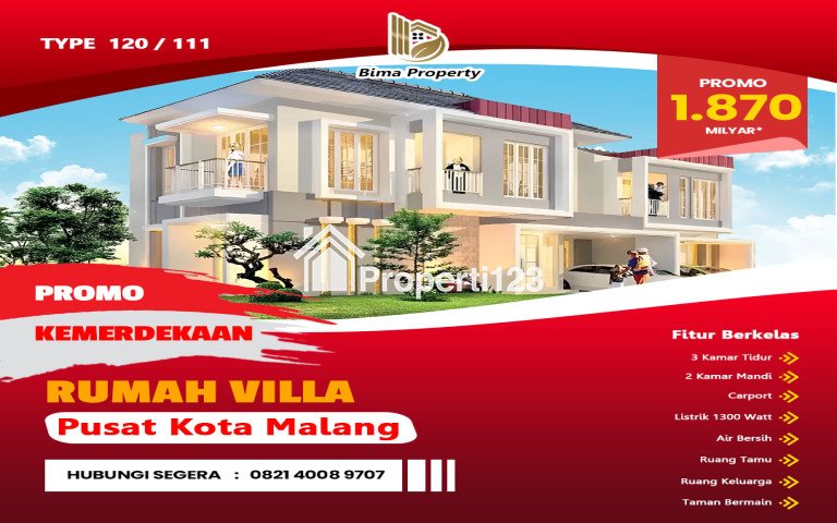 RUMAH MEWAH DESAIN VILLA LOKASI PUSAT KOTA MALANG - 1