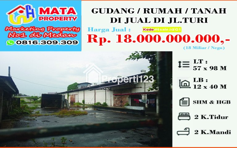 DIJUAL TANAH / GUDANG   DI Jl.TURI / JL.SM.RAJA DI BELAKANG KAMPUS UISU  MEDAN - 1