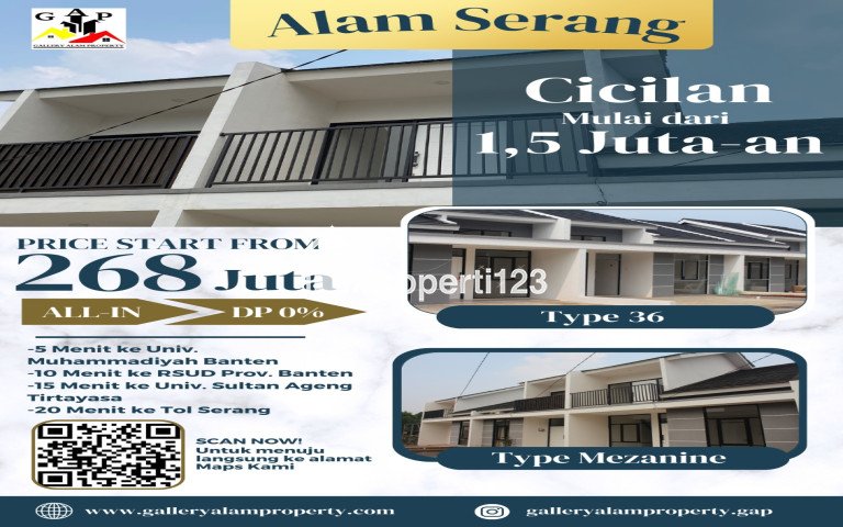 Hunian 1 lantai dengan konsep modern di Alam Serang cuma 200jutaan!! - 2