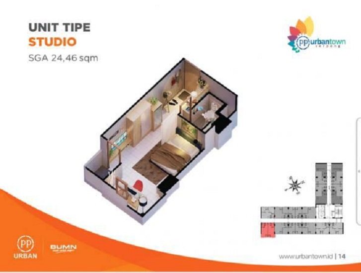 Dijual Murah BU Apartement Urbantown Serpong Dekat Stasiun Sudimara, Pasar Modern BSD City, Mall Bintaro Xchange, RS Eka Hospital Serpong - 9