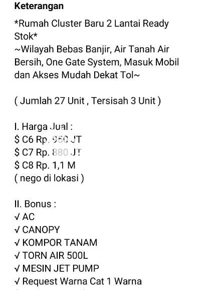 Rumah Baru Dalam Cluster Jatibening Cikunir - 2