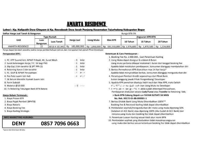 HUNIAN RUMAH SUBSIDI TERDEKAT DARI JAKARTA, STRATEGIS, DP MURAH DAN BERKUALITAS (PERUMAHAN AMARTA RESIDENCE) - 2