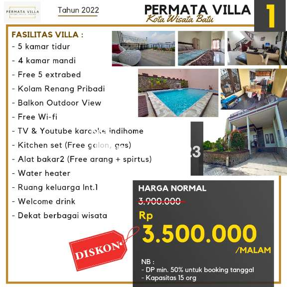 Disewakan Villa Di Kawasan Wisata Kota Batu Dengan Private Pool Dan ...