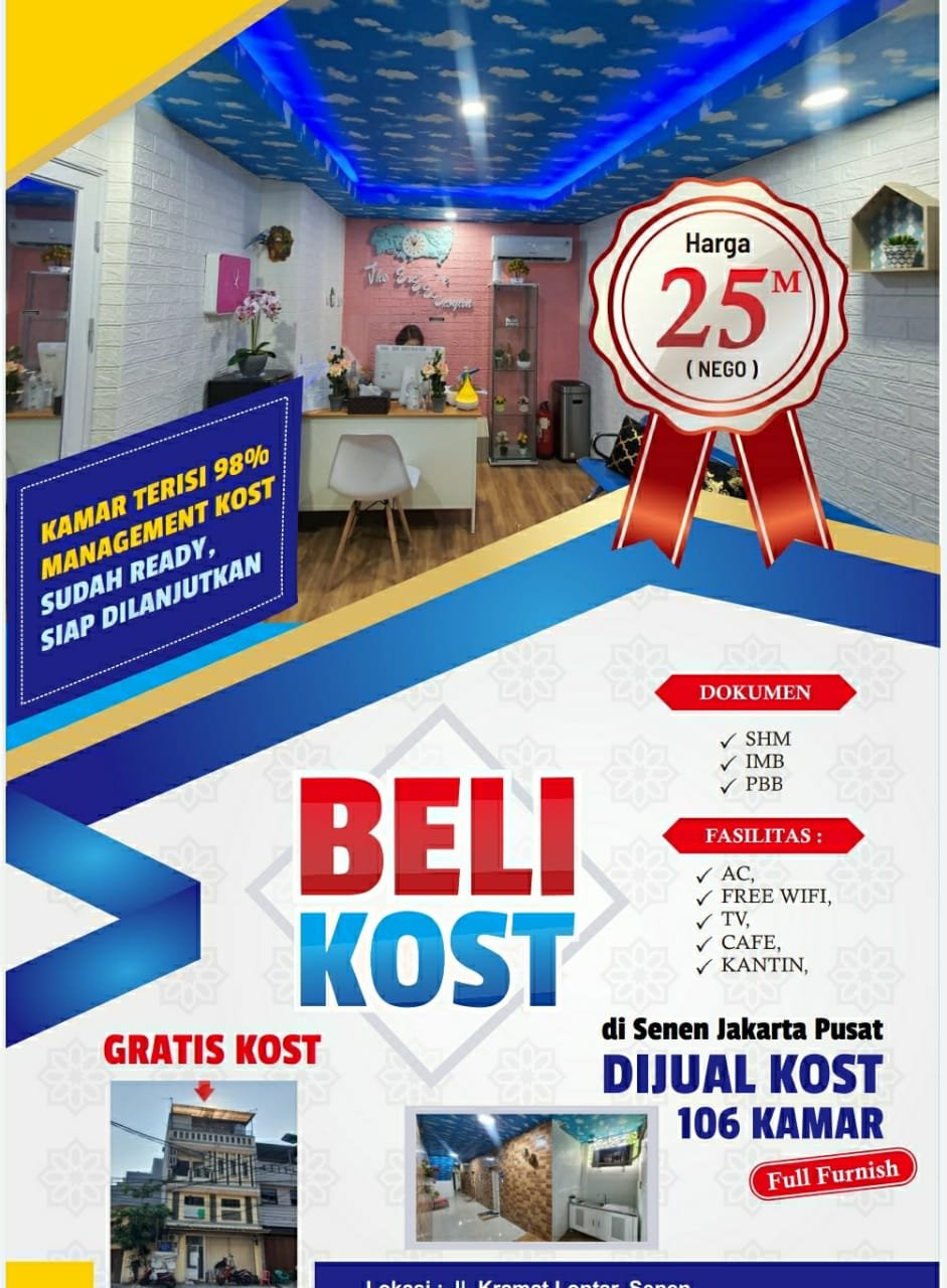 Dijual Kost Mewah Di Bawah Harga Pasar di Jln Kramat, Paseban Senen Jakarta Pusat - 2