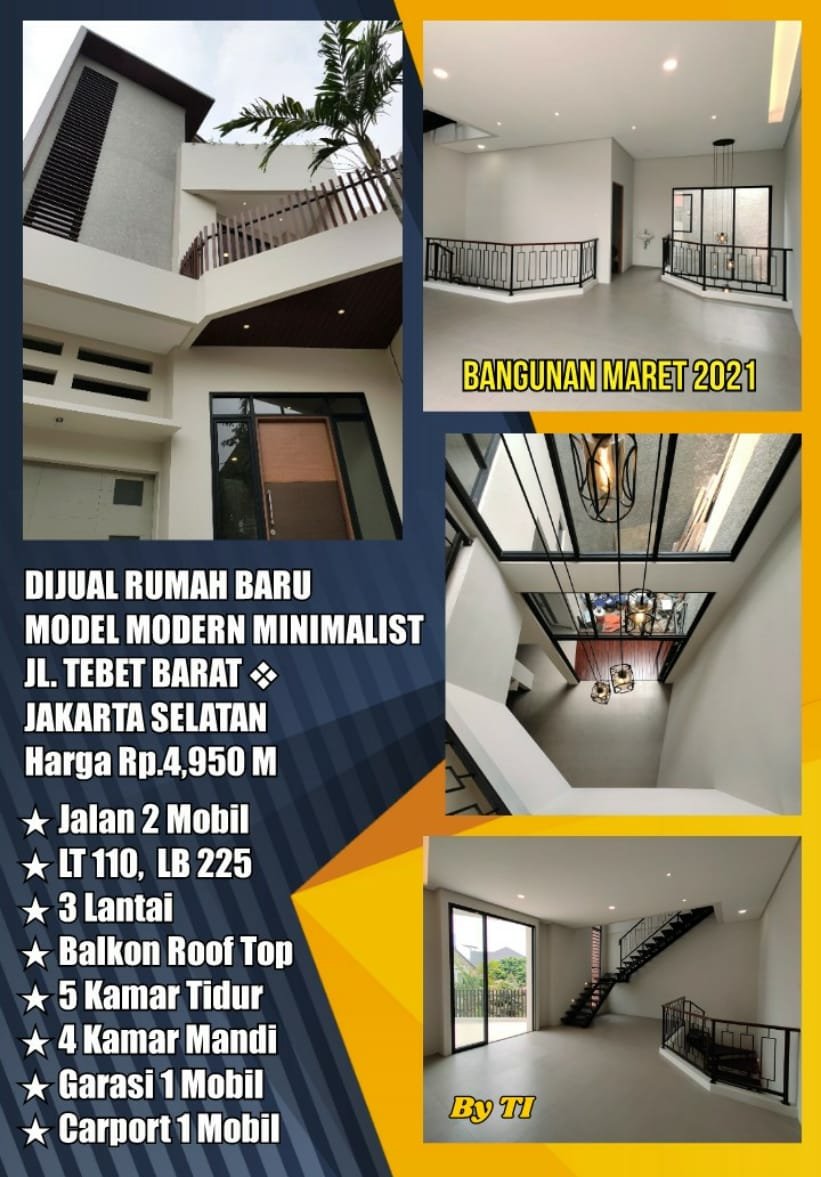 Dijual Murah Rumah Baru di Jln Tebet Barat Jakarta Selatan - 1