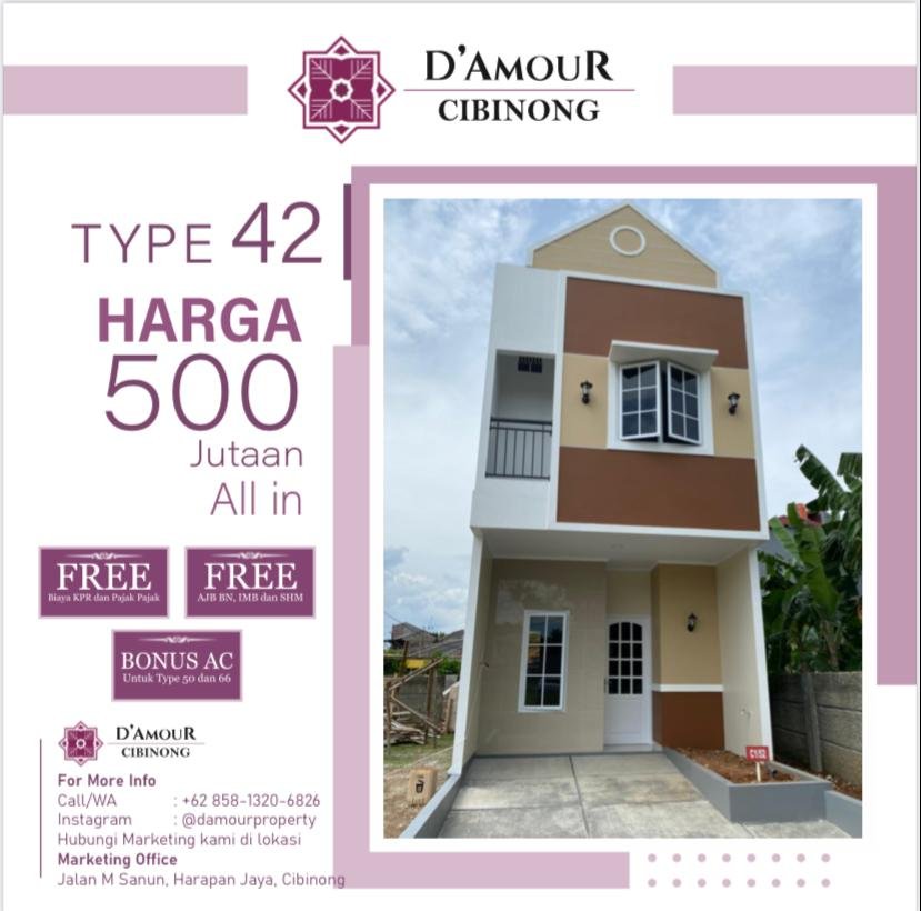 Dijual Rumah Murah Hanya DP 8 Juta Di D'Amour Property Harapan Jaya, Cibinong - 2