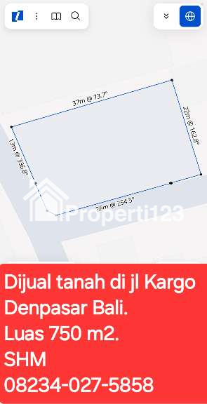 Dijual tanah 750 m2 jl Kargo dkt Gatsu Barat Denpasar bali - 2