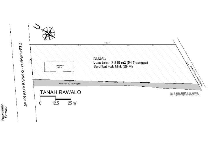 Dijual RUMAH / TANAH di RAWALO (kabupaten Banyumas)  seberang Puskesmas | dipinggir jalan raya - 1