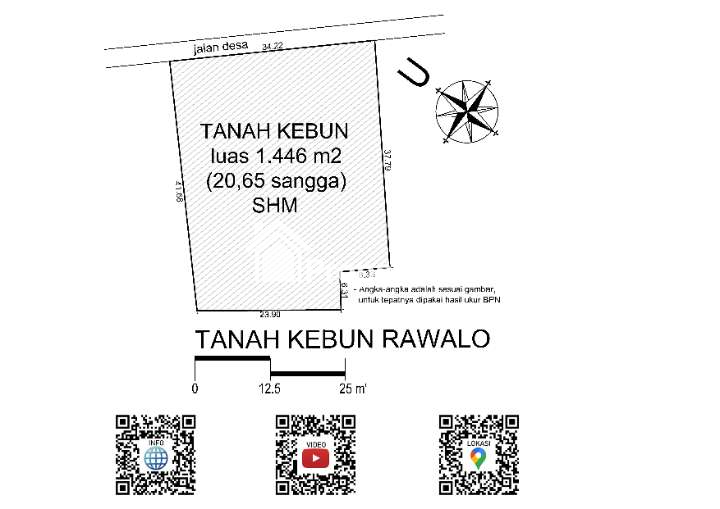 Dijual TANAH KEBUN dipinggir Jalan Desa di RAWALO (Kabupaten Banyumas) - 3