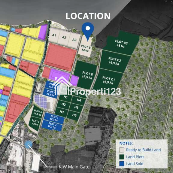 Dijual Tanah/Kaveling Industri 3 Ha di Kawasan Industri Wijayakusuma untuk Bangunan Pabrik atau Gudang - 1