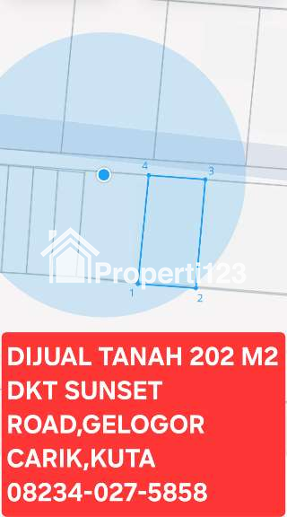 Dijual Tanah 202 m2 Di Pemogan Gelogor Carik Dkt Ke Pura Mertasari,Sunset Road,Kuta Bali - 1