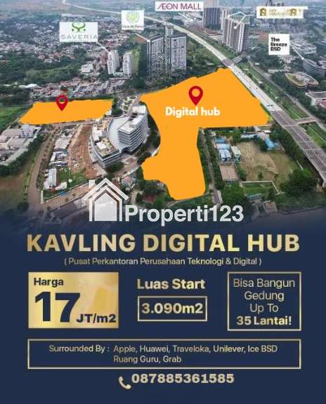 Dijual Kavling Komersial Digital Hub, Jln Damai Foresta, BSD City - 1