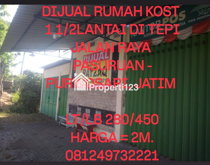 DIJUAL RUMAH KOST DI TEPI JALAN RAYA PURWOSARI - PASURUAN KABUPATEN JATIM - 1