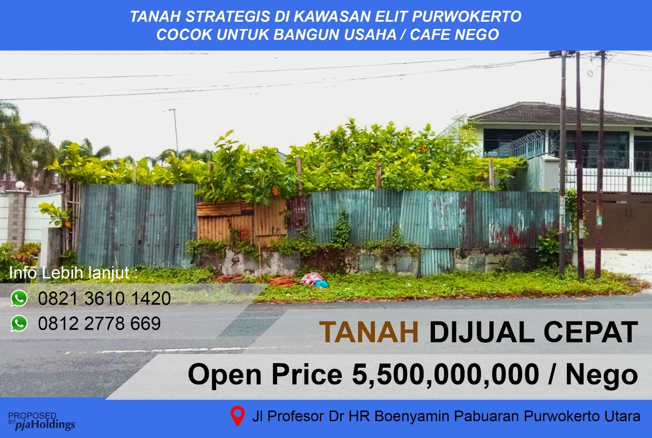 Dijual Murah Tanah Pinggir Jalan Raya di Pabuaran Purwokerto Utara – Banyumas - 1