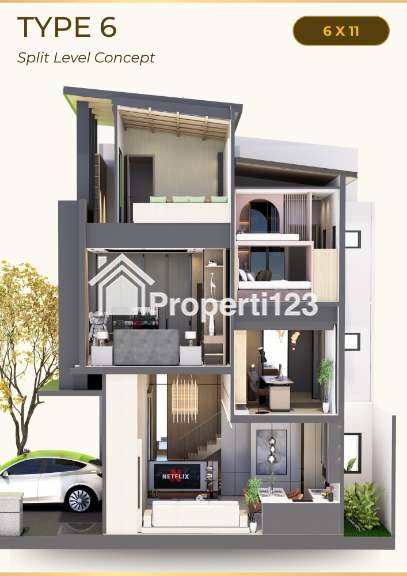 Rumah 3 lantai, 5 kamar, 2man di jakarta barat - 1