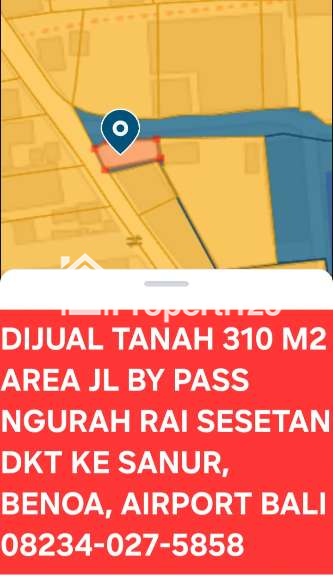 Dijual Tanah 310 m2  Sesetan Area Jl By Pass Ngurah Rai Sanur Dkt Tol dan Pelabuhan Benoa - 1