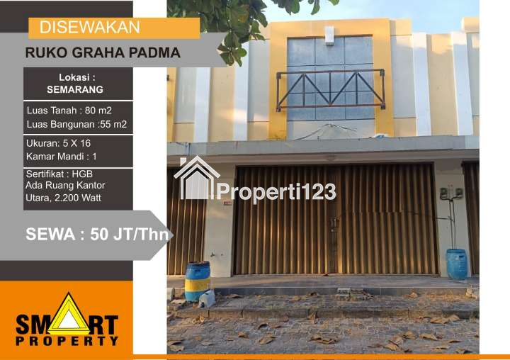 Sewa Ruko Siap Pakai Hadap Utara di Graha Padma Semarang - 1