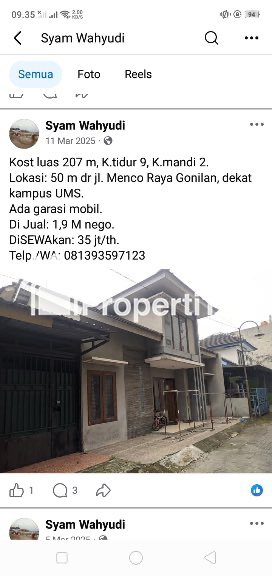 KOST STRATEGIS DEKAT UMS PABELAN! 9 Kamar | Garasi Mobil | Bisa Jual / Sewa - 5