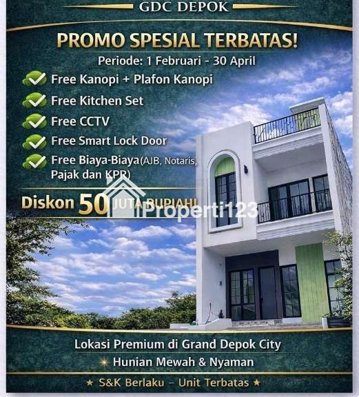Rumah 2 Lantai plus rooftop area GDC Pusat Kota Depok - 1