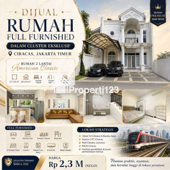 Rumah 2 lantai full furnished di Ciracas Jakarta Timur - 1