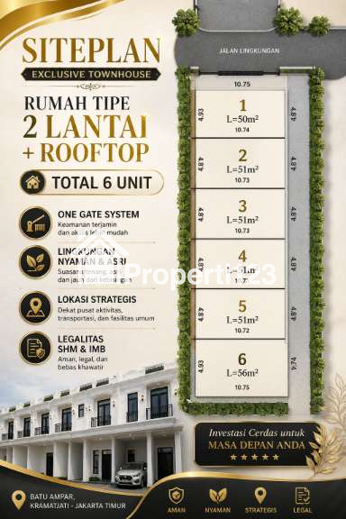 Dijual Rumah 2 Lantai Bonus Rooftop di Kramat Jati Jakarta Timur - 3