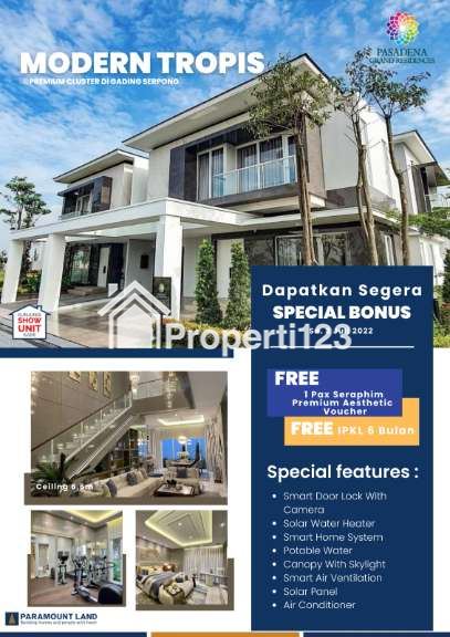 Dijual Rumah di PASADENA GRAND RESIDENCE MODERN TROPIS, Gading Serpong, Tangerang - 2