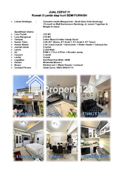 Dijual Rumah 3 lantai semi furnish, lokasi strategis - 2
