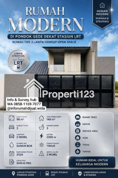 Rumah siap huni dekat Stasiun Lrt Pondok Gede Bekasi - 6